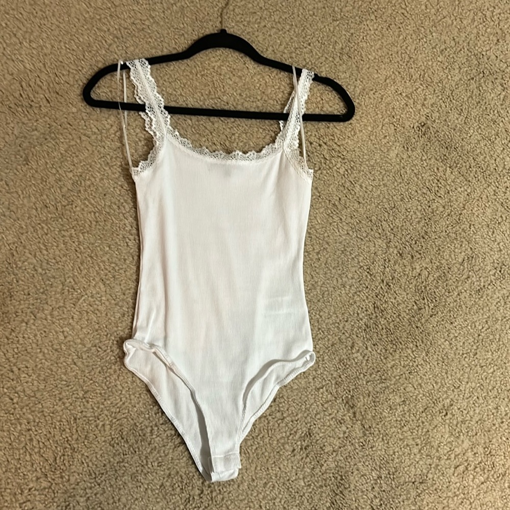 White lace body suit
